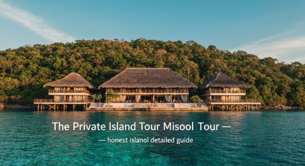 private island tour misool detailed guide — Photorealistic editorial travel photograph relevant to: The exact-domain aut