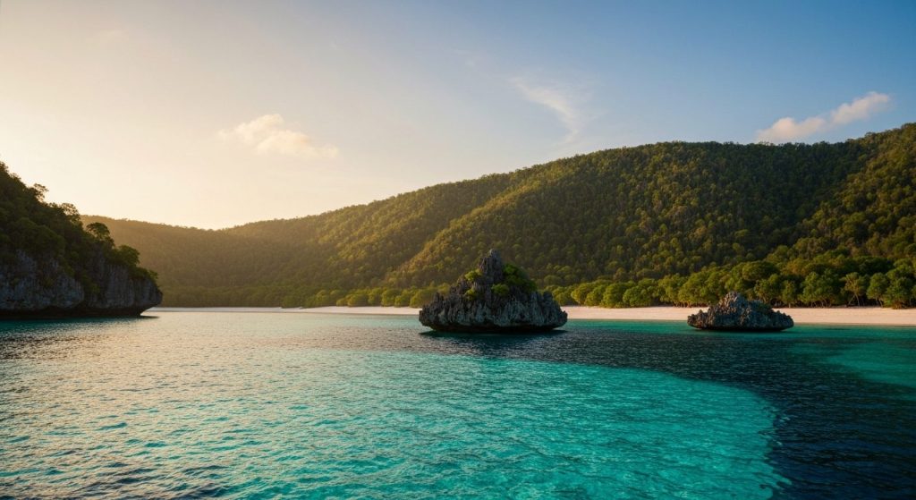 wayag vs piaynemo which to visit on private tour — Photorealistic editorial travel photograph relevant to: The exact-dom